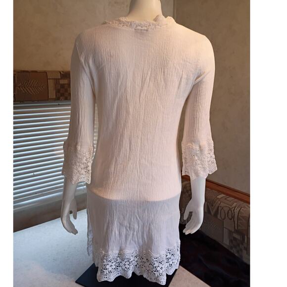 Talbots White Lace Trim Cotton Long Sleeve Top S Cottage Quietlux Feminine Chic - Picture 7 of 13